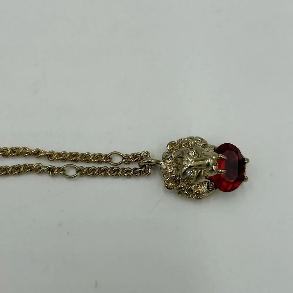 Gucci iconic gold tone lion head crystal necklace made in Italy - Picture 7 of 9